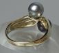Preview: Perlenring mit Diamanten aus 585er Gold, Größe 65, Gewicht: 4,9g