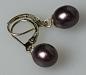 Preview: Perlenohrringe Birnenform Auberginefarben, 585er Gold, Gewicht: 3,1g