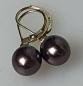 Preview: Perlenohrringe Birnenform Auberginefarben, 585er Gold, Gewicht: 3,1g