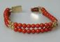 Preview: Korallenarmband mit Goldapplikationen aus 750er Gold, Länge 19,0 cm, Gewicht: 21,0g