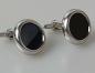 Preview: Runde Manschettenknöpfe / Cufflinks mit Onyx Schmuckstein 585 Weissgold, Gewicht: 12,9g
