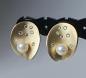 Preview: Handarbeit Mattierte Perlen Diamant Ohrclips aus 585er Gold, Gewicht: 12,1g