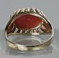 Preview: Antikschmuck: Ring aus 585er Gold mit dunkelroter Koralle, Größe 59, Gewicht: 6,3g