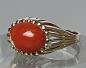 Preview: Antikschmuck: Ring aus 585er Gold mit dunkelroter Koralle, Größe 59, Gewicht: 6,3g