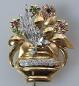 Preview: Handarbeit: Edelstein Brosche -Blumenkorb- Diamant, Rubin,Saphir,Smaragd 750er Gold, Gewicht: 19,8g