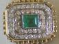 Preview: Eleganter Ring aus 585er Gelbgold mit 44 Diamanten und Smaragd Edelstein, Größe 54 Gewicht: 8,6 Gramm