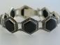 Preview: Armband aus 925er Sterlingsilber im Art Deco Stil mit Markasiten und Onyx Schmucksteinen in Hexagon-Form