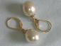 Preview: Perlenohringe 585 und 333er Gold mit silbergrauen Perlen Gewicht: 4,7 Gramm