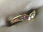 Preview: Ring aus 585er Gelbgold mit Diamanten und Rubin mittig, Größe 54, Gewicht: 2,3g