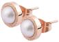 Preview: Akzent Edelstahl Ohrstecker mit Edelstein Schliff, Perlen Imitation, rosegoldfarben