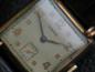 Preview: Vintage Para quadratische Herrenarmbanduhr mit Lederband, sehr selten