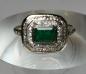 Preview: Antik Eleganter Smaragd / Diamantring 0.35 ct. aus 750er Gold, Größe 51, Gewicht: 3,5g