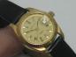 Preview: Geneve Damenarmbanduhr 750 Gold mit schwarzem Lackband