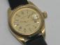 Preview: Geneve Damenarmbanduhr 750 Gold mit schwarzem Lackband