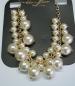 Preview: Perlencollier mit sehr großen Kunstperlen, vergoldet, Länge: 45 cm