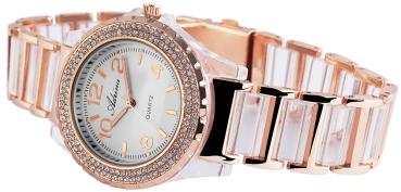 Adrina Damenuhr mit Metallarmband, rosegoldfarbig