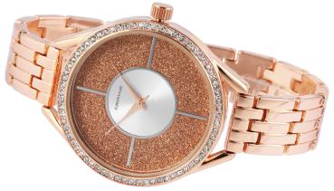 Excellanc Damenuhr mit Metallband, rosegoldfarben