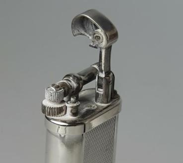 Dunhill Unique Salon Briquet, großes Tischfeuerzeug, versilbert (Höhe 10,0 cm)