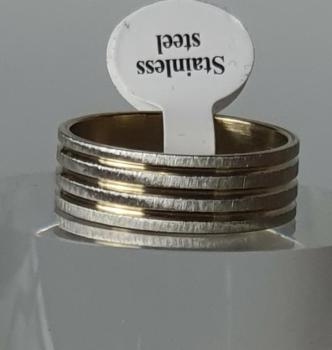 Edelstahlring Sand Line Gold/Silber, Mod. 3, Ringgröße: D 70 (23)