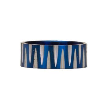 Edelstahlring Blau/Silber, Ringgröße: D 58 (19)