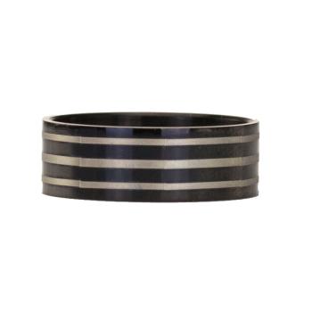 Edelstahlring Lines Schwarz/Silber, Ringgröße: D 64 (20)