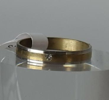 Edelstahlring Gold/Silber mit Schmuckstein, Ringgröße: D 65 (21)