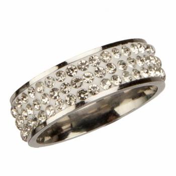 Edelstahlring mit Schmucksteinen White-Silver, Größe D 66 (21)