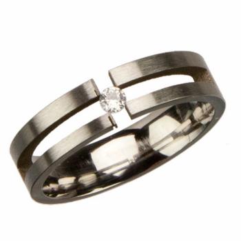 Edelstahlring mit Schmuckstein, Silberfarben, Größe D 67 (21)