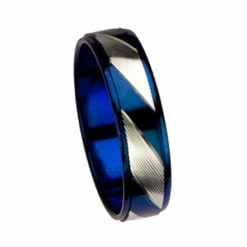 Edelstahlring Blau/Silber, Mod. 2, Ringgröße: D 62 (19)