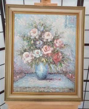Ölgemälde "Stillleben mit Rosen" Maler Thierry, Schätzpreis 500,- EUR