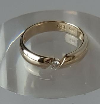 Preview: Diamantsolitär aus 585er Gold mit Diamant im Brillantschliff 0.08 ct, Größe 50, Gewicht: 2,5g