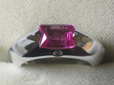 Preview: PIAGET Pink Saphir Diamant Weißgoldring, 750er Gold, Größe 54, Gewicht: 11,5g