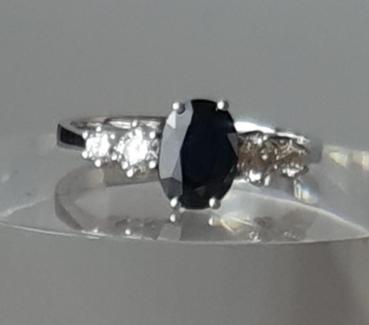 Preview: Saphir Diamantring aus 585er Weißgold, Größe 52, Gewicht: 2,5g