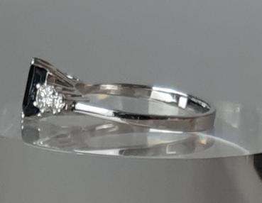 Preview: Saphir Diamantring aus 585er Weißgold, Größe 52, Gewicht: 2,5g