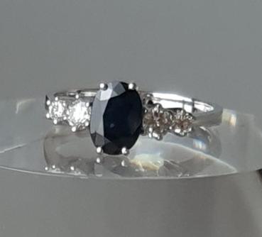 Saphir Diamantring aus 585er Weißgold, Größe 52, Gewicht: 2,5g
