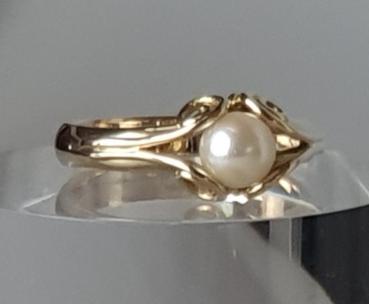 Preview: Vintage Perlenring aus 585er Gold, Größe 61, Gewicht 6,2g