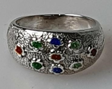 Ring mit verschiedenen Schmuckstein, 925er Sterlingsilber, Größe 53, Gewicht: 4,9g