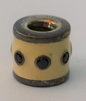 Pandora Bead "Roulette", #790482EN12, Hellbelb Emaille mit schwarzen Schmucksteinen, 925er Sterlingsilber