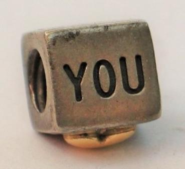 Pandora Bead "I love you", #790200, 585er Gold und 925er Sterlingsilber