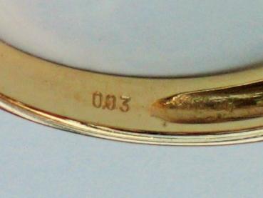 Perlenring und 2 kleinen Diamanten aus 585er Weissgold, Größe 55, Gewicht: 4,5g