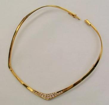 Preview: Edles Diamantspangencollier von SK mit 1.0 ct. aus 750er Gold, Innenumfang: 10,5 x 11,5 cm, Gewicht: 33,9g