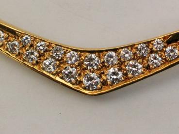 Preview: Edles Diamantspangencollier von SK mit 1.0 ct. aus 750er Gold, Innenumfang: 10,5 x 11,5 cm, Gewicht: 33,9g