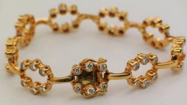 Edles Diamantarmband mit 3.02 ct (54 Diamanten) aus 750er Gold, Länge: 17,0 cm, Gewicht: 24,9g