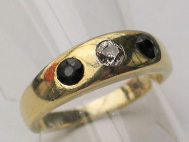 Diamantring 0.25 ct. mit Saphiren 0.40 ct., 585er Gold, Größe 57, Gewicht: 6,7g