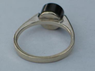 Diamantring mit 0.08 ct., Schmuckstein schwarz, 585 Weißgold, Größe 54, Gewicht: 3,2g