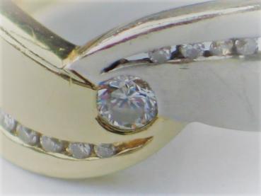 Preview: Diamantring mit 0.40 ct., 585er Bicolor Gelb- Weißgold mit 15 Diamanten, Größe 54, Gewicht: 8,0g