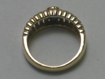 Preview: Ring mit Saphir und Diamanten aus 585er Gold, Größe 48, Gewicht: 3,4g