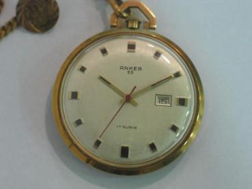 Frackuhr Taschenuhr "Anker 55" mit Uhrkette -vergoldet-