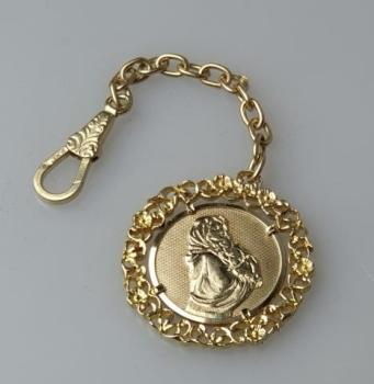 Vintage Schlüsselanhänger "Maria mit Kind" aus 585er Gelbgold, Gewicht: 12,5g