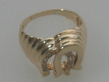 Preview: Unisex Ring "Hufeisen" mit Diamanten, 585er Gold, Größe 55, Gewicht: 6,7g